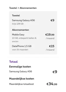 Samsung A56 in combinatie met abonnement